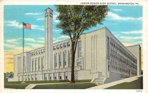 WASHINGTON, PA Pennsylvania   JUNIOR-SENIOR HIGH SCHOOL   1936 Postcard