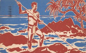 J76/ Hawaii Postcard c1910 Sam MacLeod Spear Fisherman Art 279