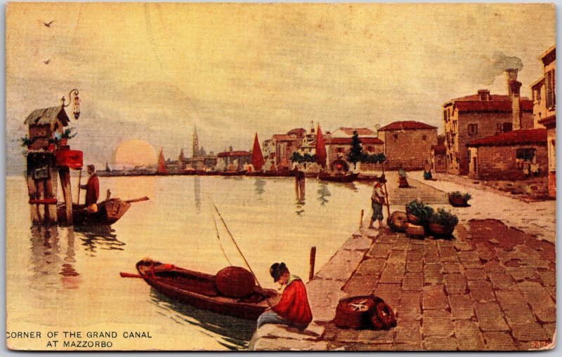 1909 Corner Of The Grand Canal At Mazzorbo Venice Italy Posted Postcard