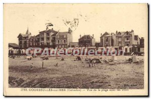 Postcard Old Courseulles sur Mer Calvados View of the beach with the villas