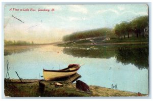 c1910 View Lake Rice Boat River Galesburg Illinois IL Unposted Vintage Postcard
