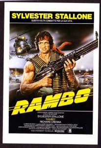 Rambo Movie Poster Sylvester Stallone Gun Postcard