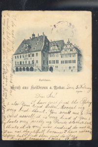 1900 GRUSS AUS HEILBRONN A. NEDKAR GERMANY VINTAGE POSTCARD W STAMP