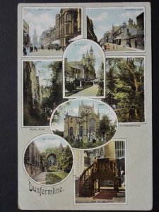 Fife: Dunfermline 8 Image Multiview c1908 Old Postcard