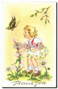 Old Postcard Fun Children Butterfly