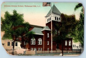 1910 Long Island New York Postcard Johnson Avenue School Richmond Hill Building