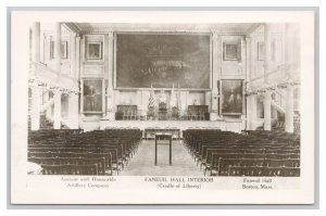 Postcard Faneuil Hall Interior Boston Mass. Massachusetts RPPC Real Photo