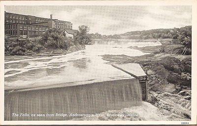 BRUNSWICK MAINE ANDROSCOGGIN RIVER FALLS VINTAGE 1940S POST 