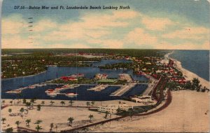 Florida Fort Lauderdale Beach & Bahia Mar Looking North 1952 Curteich