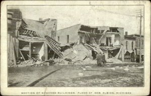 Albion MI 1908 Flood Damage Postcard
