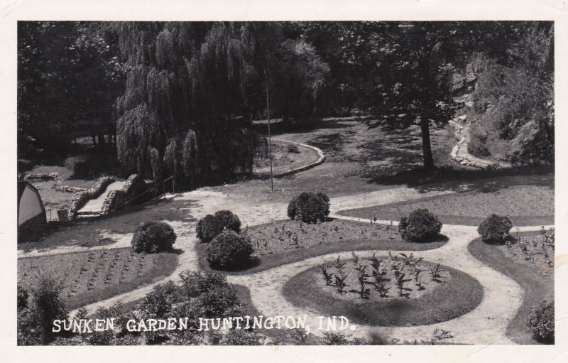 Indiana Huntington Sunken Garden 1955 Real Photo