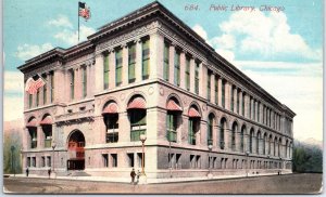 VINTAGE POSTCARD THE PUBLIC LIBRARY IN CHICAGO ILLINOIS POSTED 1915