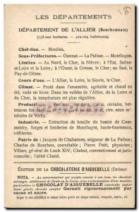 Old Postcard geographical maps of Chocolaterie & # 39Aiguebelle Allier Bourbo...