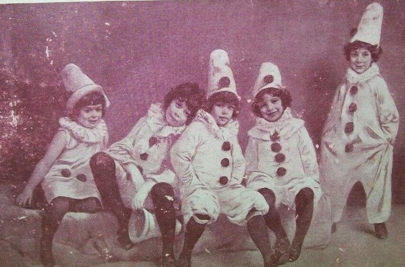 Halloween Postcard Children Dressed As Clowns 186 Philadelphia RPPC Vintage