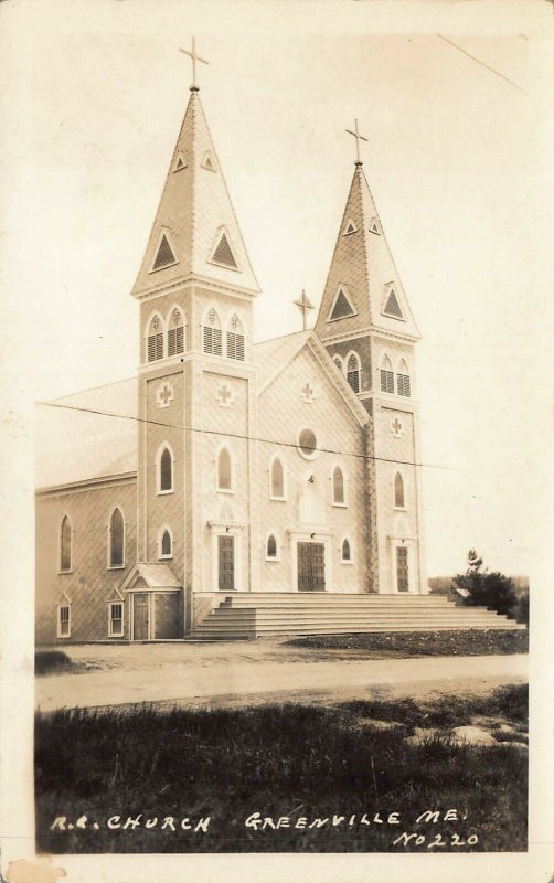 Greenville ME Roman Catholic Church Real Photo Postcard