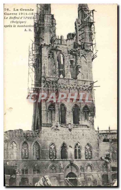 Old Postcard Militaria Great War 1914 15 The Belfry of Ypres (Belgium) after ...