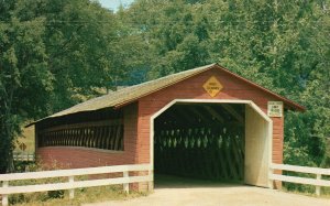 Vintage Postcard Old Covered Wood Bridge Paper Mill In North Bennington Vermont