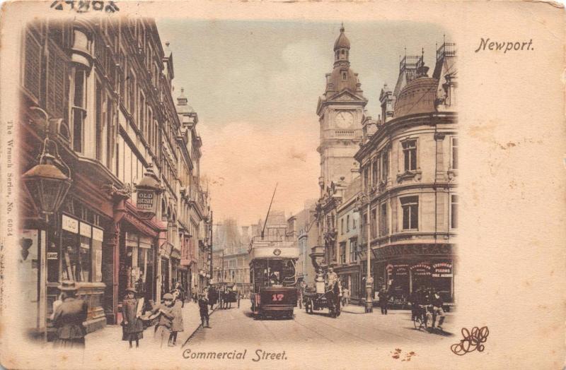 NEWPORT MONMOUTHSHIRE WALES UK~COMMERCIAL ST~TRAM #17~WRENCH #6034 POSTCARD