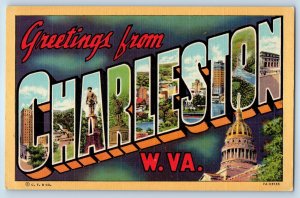 1940 Charleston West Virginia Vintage Postcard Greetings Large Letter Multiview