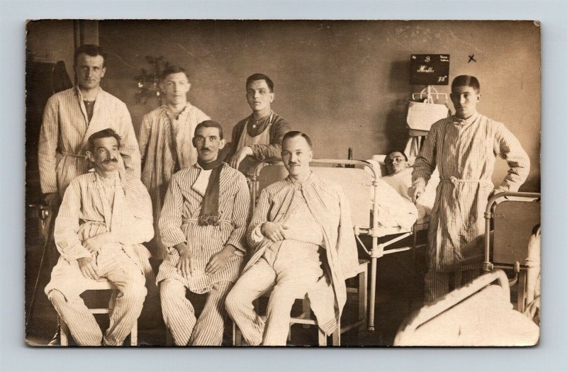 Postcard WW1 Wounded German Soldiers At Hospital 1919 Real Photo RPPC Z9