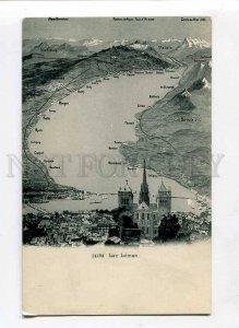 3079802 SWITZERLAND MAP Lac Leman Vintage PC