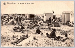 Blankenberghe Belgium c190 Postcard On The Beach Sunbathing Sand