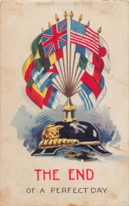 J83/ Patriotic Postcard c1910 WWI Flags Helmet Anti-Germany Rifle 240