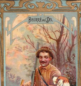 1900 Art Nouveau Bookmark Paris Lefevre-Utile Beurre Dog & Hunter F161