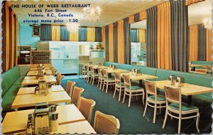 Victoria BC The House of Webb Restaurant Fort Street Unused Postcard G24