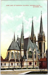 VINTAGE POSTCARD OUR LADY OF SORROW CHURCH ON JACKSON BLVD. CHICAGO 1910