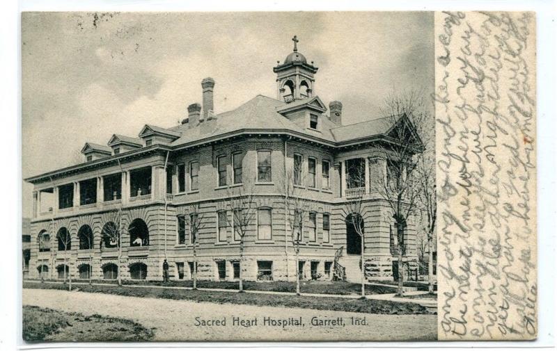 Sacred Heart Hospital Garrett Indiana 1908 postcard