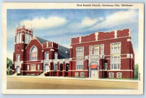 1949 Oklahoma City Vintage Postcard First Baptist Church Chapel Street Building