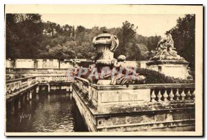 Postcard Old La Douce France Gard Nimes Fountain Gardens Roman Baths