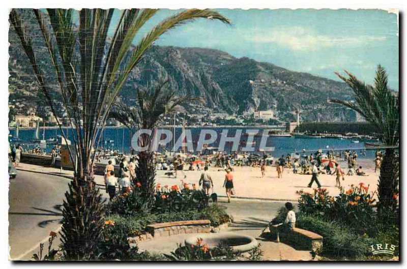 Old postcard Reflections of the French Riviera Menton M Port and the Beach of...