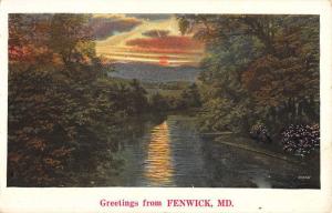 Fenwick Maryland Sunset River Greeting Vintage Postcard K55125