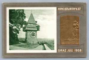 GERMANY 1908 KREISTURNFEST EMBOSSED ANTIQUE POSTCARD