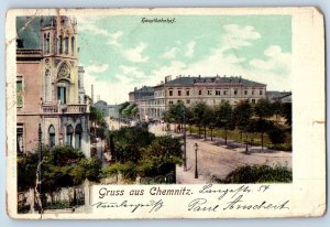 Saxony Germany Postcard Greetings from Chemnitz Central Station 1902 Posted