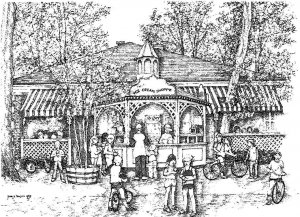 2~4X5½ Postcards  Chautauqua, NY New York ICE CREAM SHOPPE Jane E Nelson Sketch