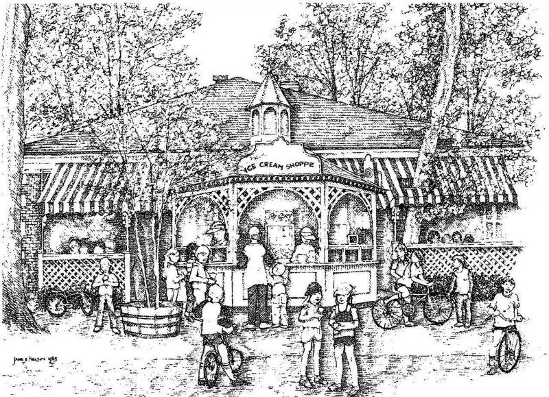 2~4X5½ Postcards  Chautauqua, NY New York ICE CREAM SHOPPE Jane E Nelson Sketch