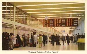 Chicago O'Hare Airport Terminal Interior Illinois postcard