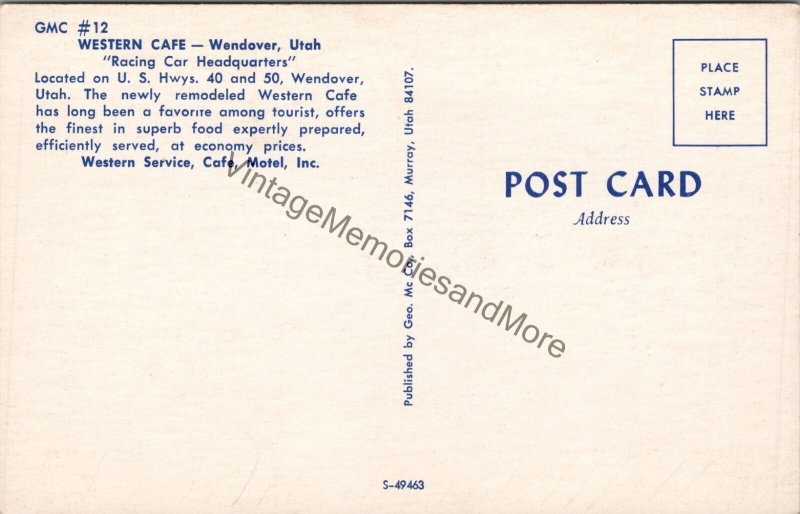 Western Cafe Wendover Utah Postcard PC271