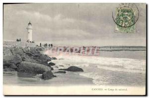 Old Postcard Lighthouse Cannes Coup de Mistral
