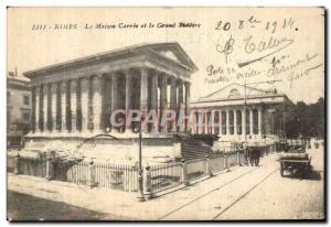Old Postcard Nimes La Maison Carree and the Grand Theater