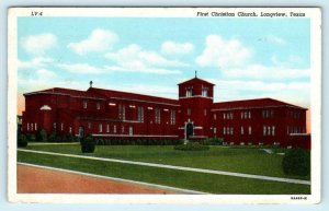 LONGVIEW, Texas TX ~ FIRST CHRISTIAN CHURCH 1951 Linen Gregg County Postcard