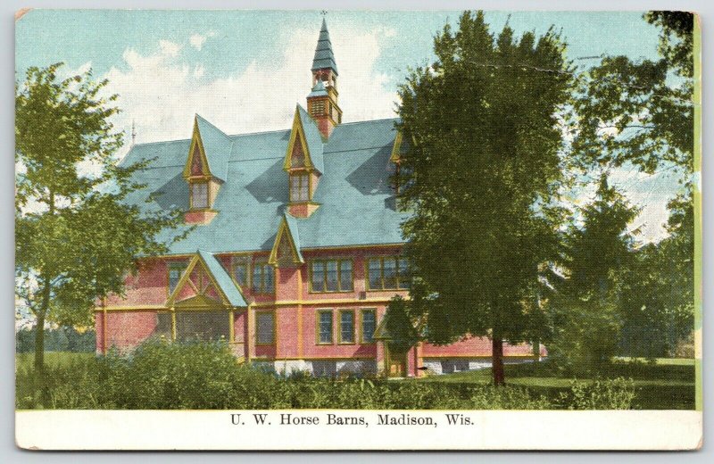 Madison~University of Wisconsin Horse Barns~Huge Building with Dormers~1910