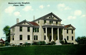 Circa 1910 Memorial Hospital Piqua, OH Vintage Post Card P19