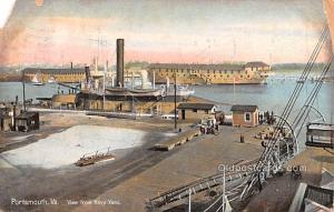 Portsmouth VA, View from Navy Yard Military Battleship 1908 paper chip left t...