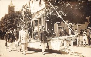 F15/ Parade Real Photo RPPC Postcard Patriotic Boat Flags Captain 20