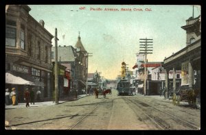 ABRO US 1909 Post Card Pacific Av, Santa Cruz Ca, Posted to San Francisco