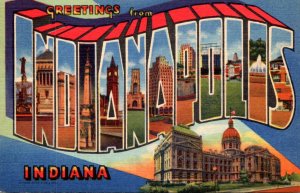 Indiana Greetings From Indianapolis Large Letter Linen Curteich